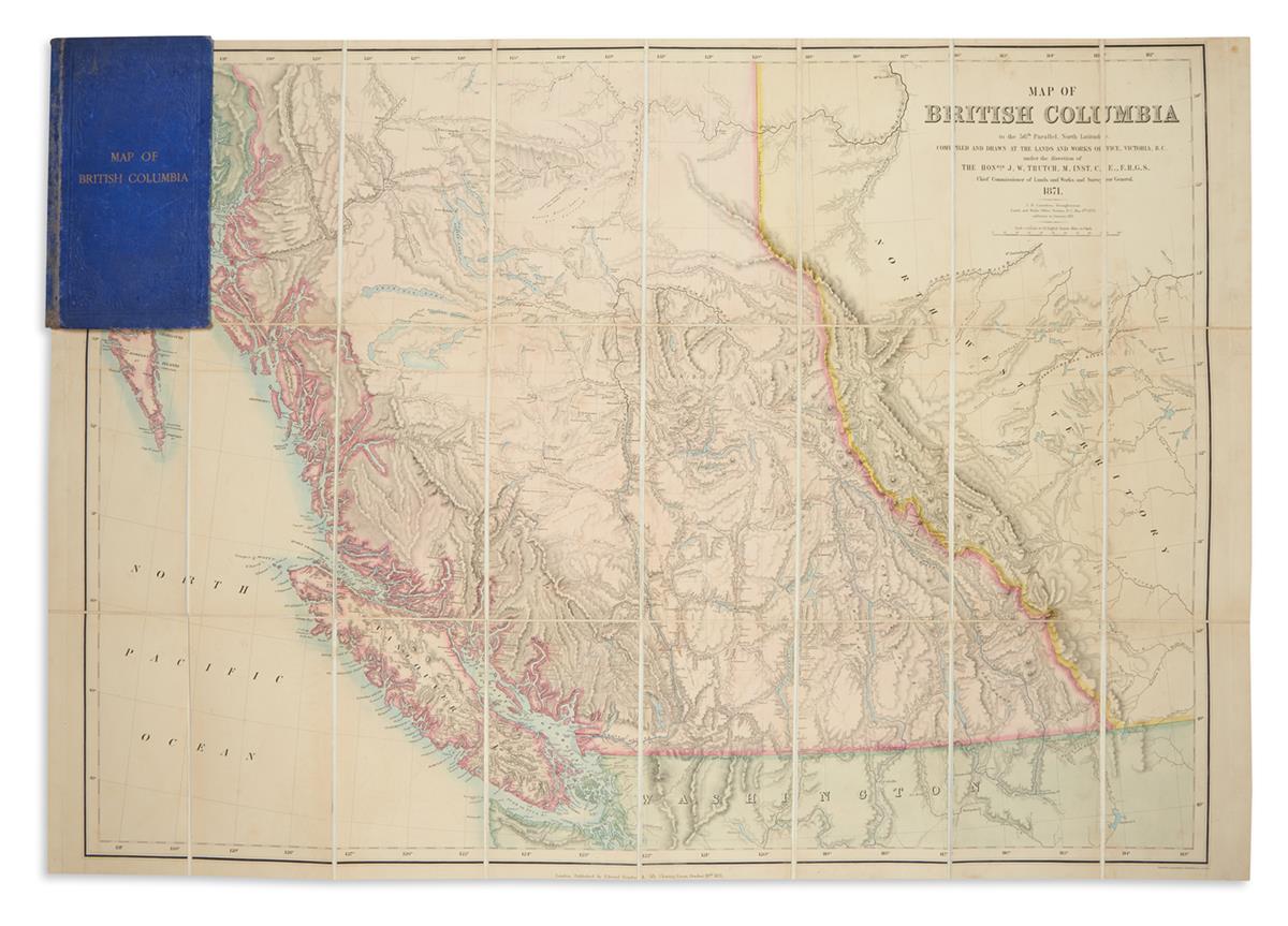 (CANADA.) Trutch, J.W.; and Launders, J.B. Map of British Columbia to the 56th Parallel, North Latitude.